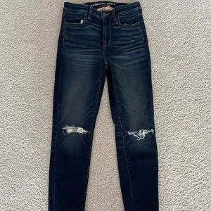 American eagle dark wash jeans size 4 distressed